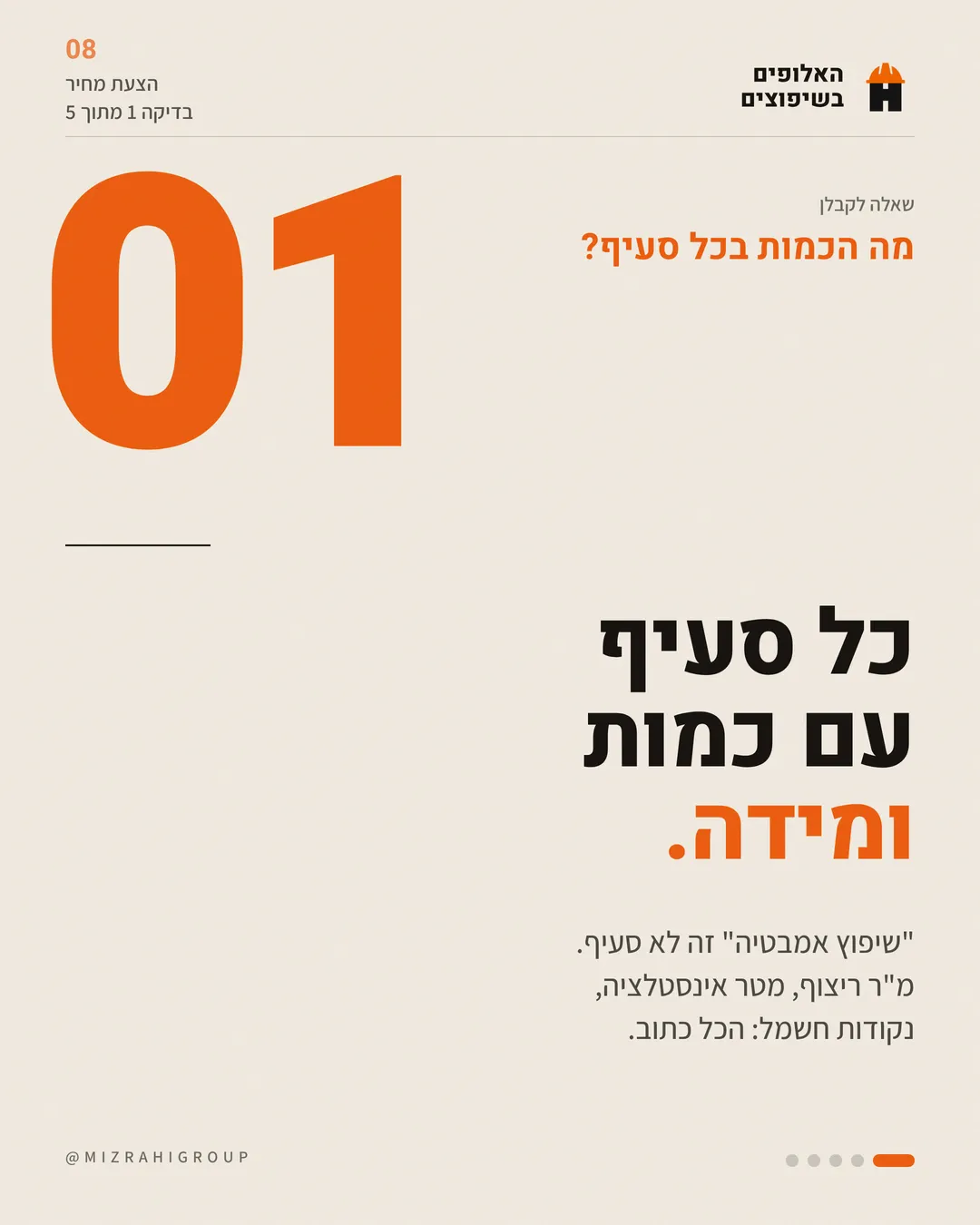 1. כל סעיף עם כמות ומידה